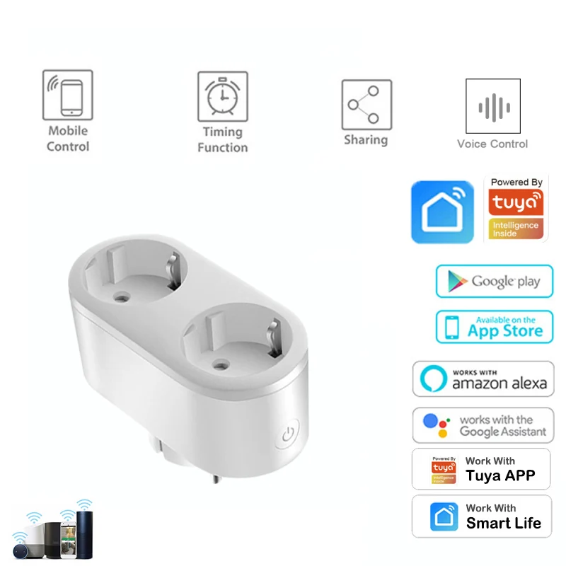 Tuya WiFi смарт-розетка 2 в 1 умная розетка Smart Life/приложение дистанционного