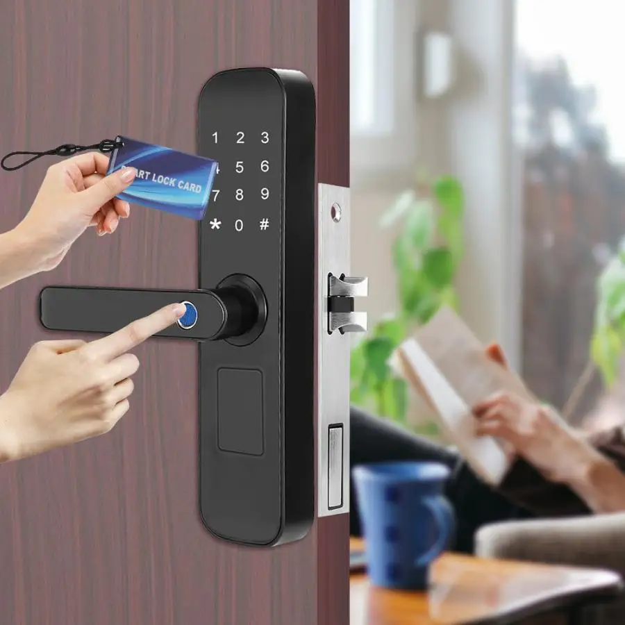 Умный дверной замок отпечатков пальцев пароль IC карта экран с механическим