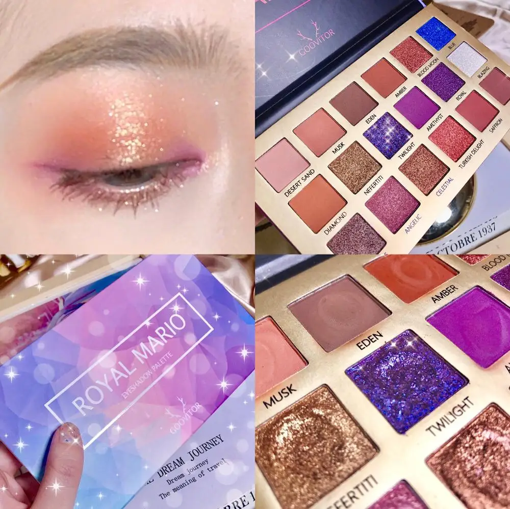 Закат 18 цветов мерцающий матовый блеск Тени для век Палитра хайлайтер