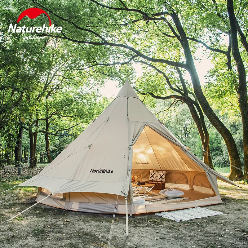Naturehike Tent Waterproof Cotton Portable Large Pyramid Hiking Teepee Tipi Glamping Tents Outdoor Camping | Спорт и развлечения