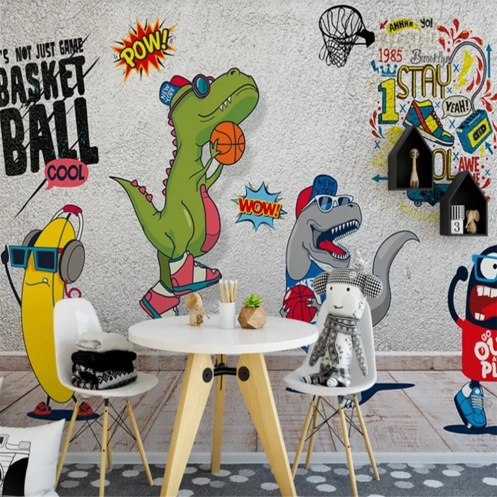 Объемные фотообои на заказ модное настенное покрытие с мультяшными животными