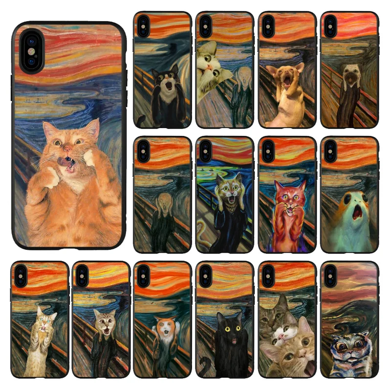 

Scream Cat Dog Art Phone Case For iphone 13 11 12 Pro Max Case For iphone 13 11 Pro XS MAX X XR SE2 8 7 6 Plus