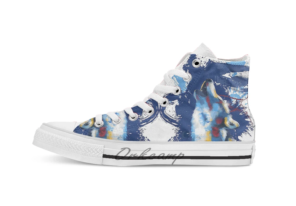 Воющий волк иллюстрация красочный дизайн дышащая Повседневная Высокая Топ на