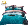 BlessLiving Sunrise Scene Bedding Set Godafoss Waterfall Landscape Bed Cover 3D Printed Bedspreads Colorful Sunset Bed Set 3pcs 1
