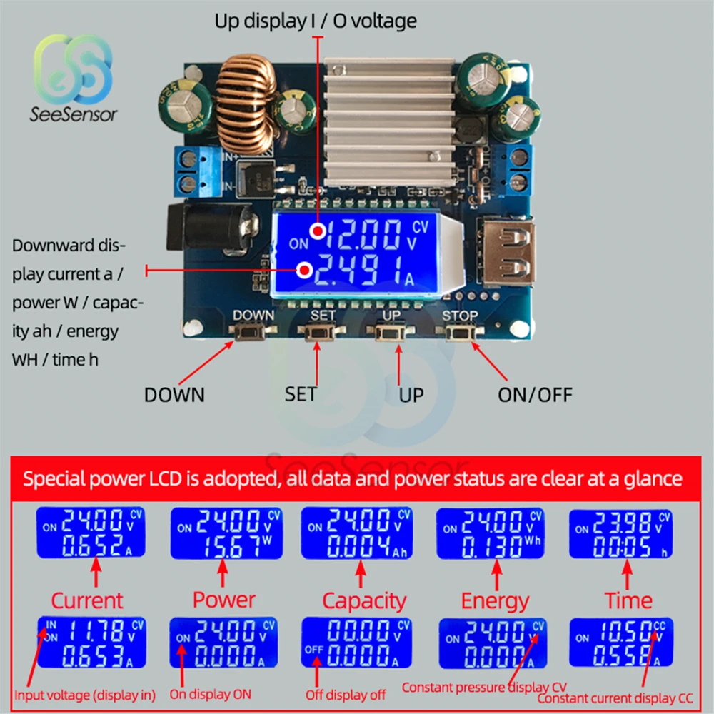 Понижающий преобразователь постоянного тока Регулируемый Модуль питания с