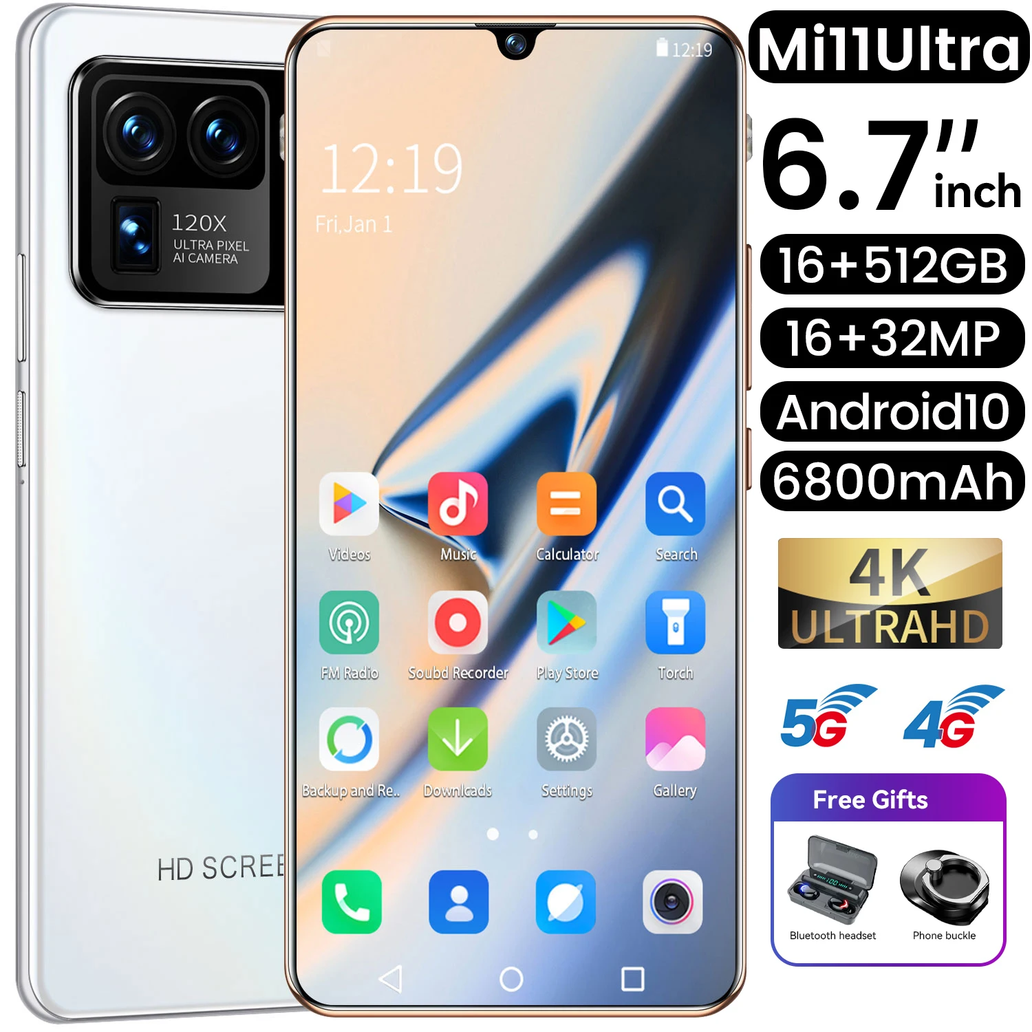 

Global Version Unlock Smartphone Mi11 Ultra 6.7 Inch Smartphone 16+512G 6800mAh 32+50MP HD Screen Mobile Phone 5G Android Phone