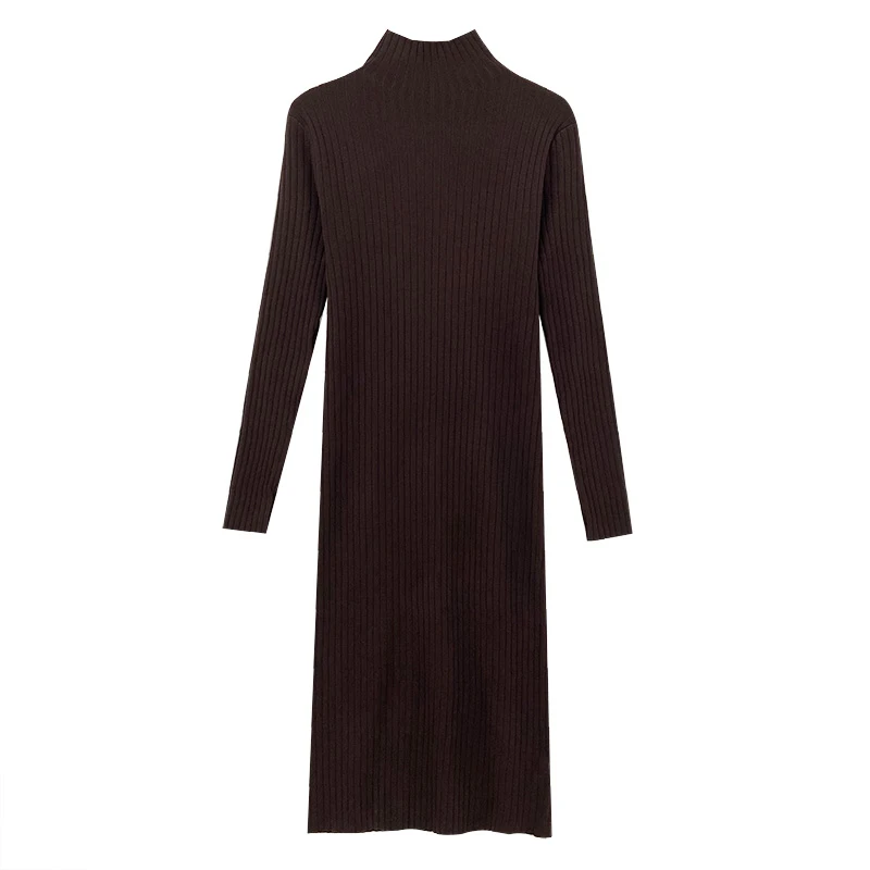 

Korean-style Black Mock-Neck Knit Dress Women Fall and Winter Inner Wear Mid-length Sweater Skirt Overknee Base Dress