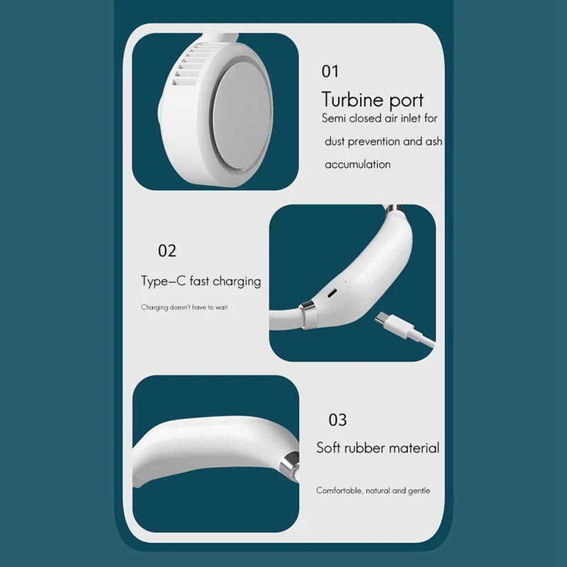

USB Portable Neck Fan with Rechargeable Battery Ultra Quiet Wind Portable Fan Pocket Air Cooler Air Conditioner