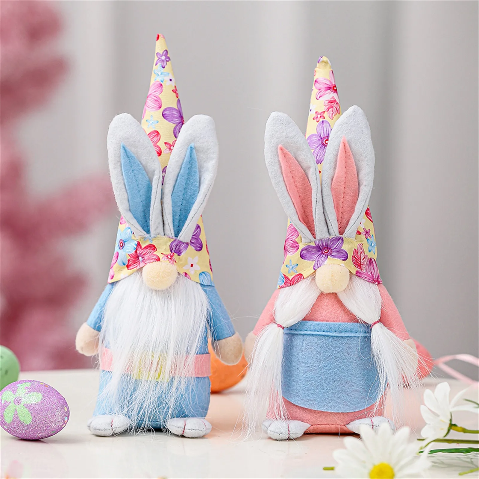 

2021 Easter Bunny Gnomes Spring Gifts Room Plush Faceless Doll Decorations Present Bedroom Desktop Ornament Gift For Kid 2PC Toy