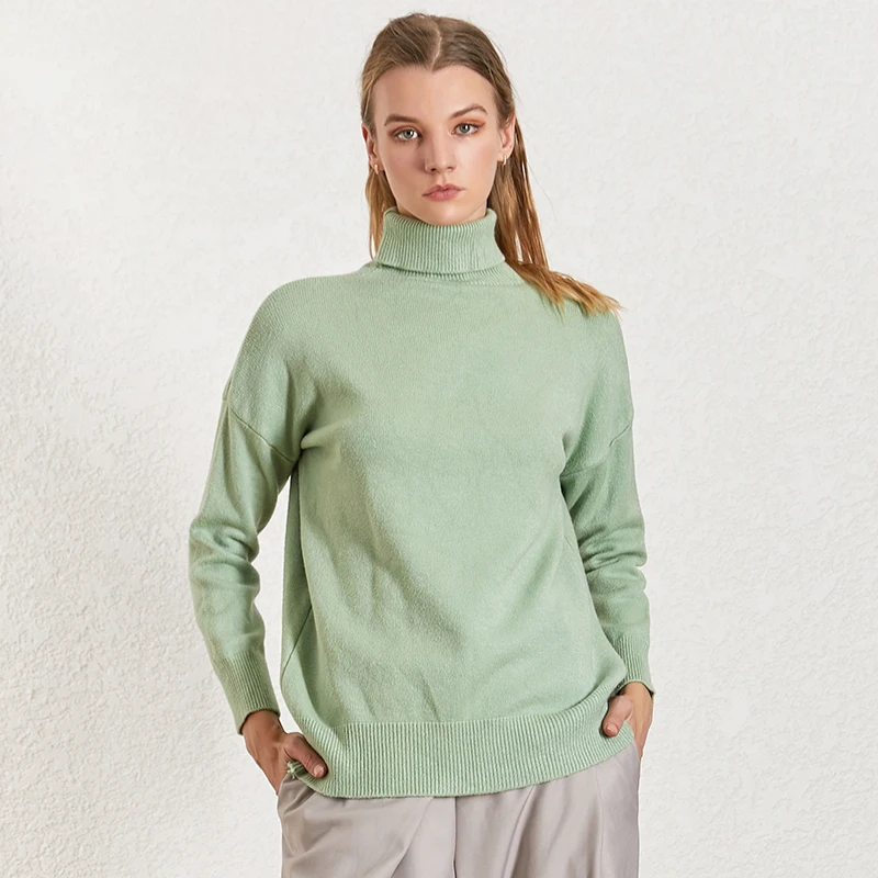 TWOTWINSTYLE Зимний вязаный свитер для женщин водолазка с длинным рукавом большие