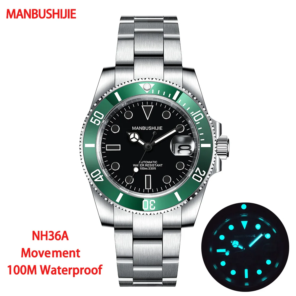 

CORGEUT Brand Luxury Men Watch Automatic Mechanical Male Watches Steel Top Green Water Ghost Personality Fashion Business Watch