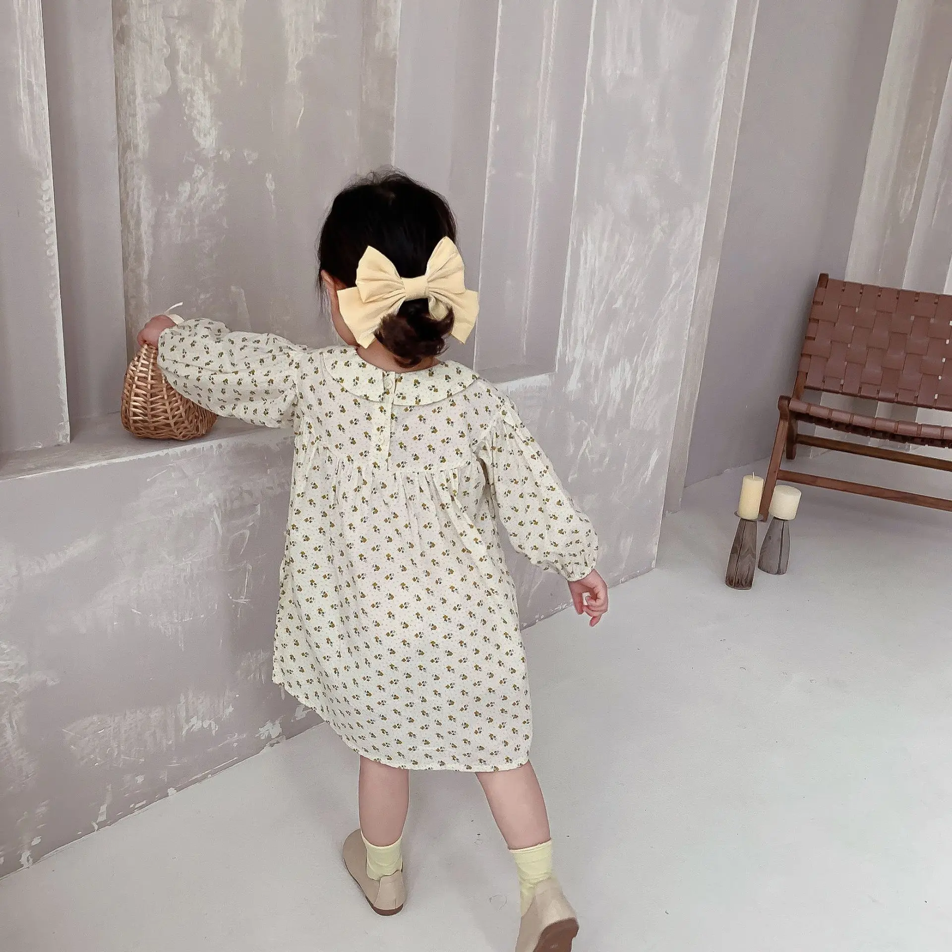 

2021 Spring New Girls Flowers Dress Fashion Floral Long Sleeve Kids Princess Dress Baby Outfits Children Casual Costumes