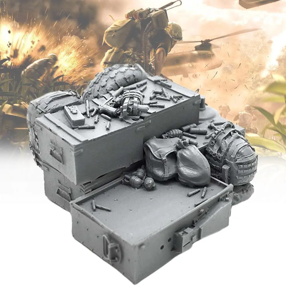 

YUFAN 1/35 коробка для оружия солдат из смолы 5 см статическая эпоксидная самостоятельная сборка модель набор из смолы упаковка подлинный включ...