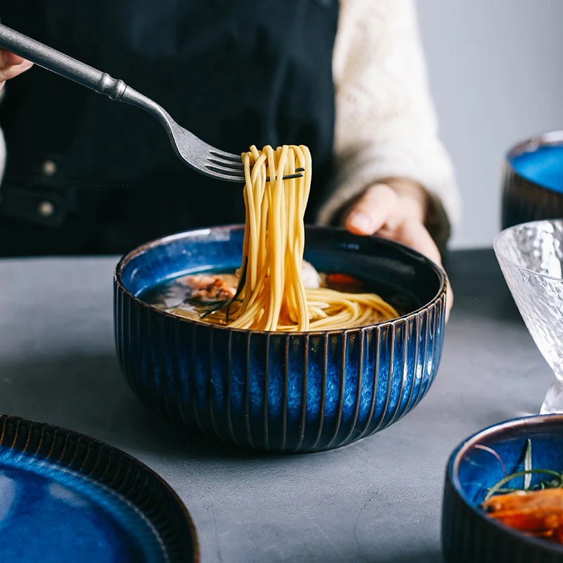 

Japanese style Ceramic Rice Bowl Home Salad Soup Instant Noodles Bowl Gradient Breakfast Dinner Bowl Tableware