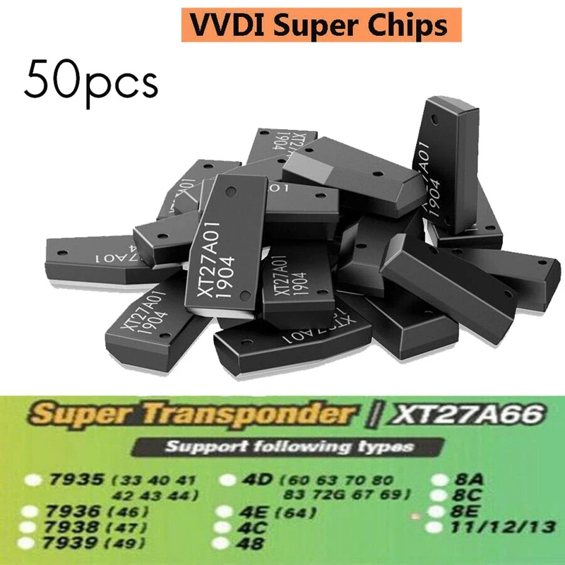 

50Pcs VVDI Super Chip XT27A01 XT27A66 Transponder for ID46/40/43/4D/8C/8A/T3/47 for VVDI2 VVDI Mini Key Tool