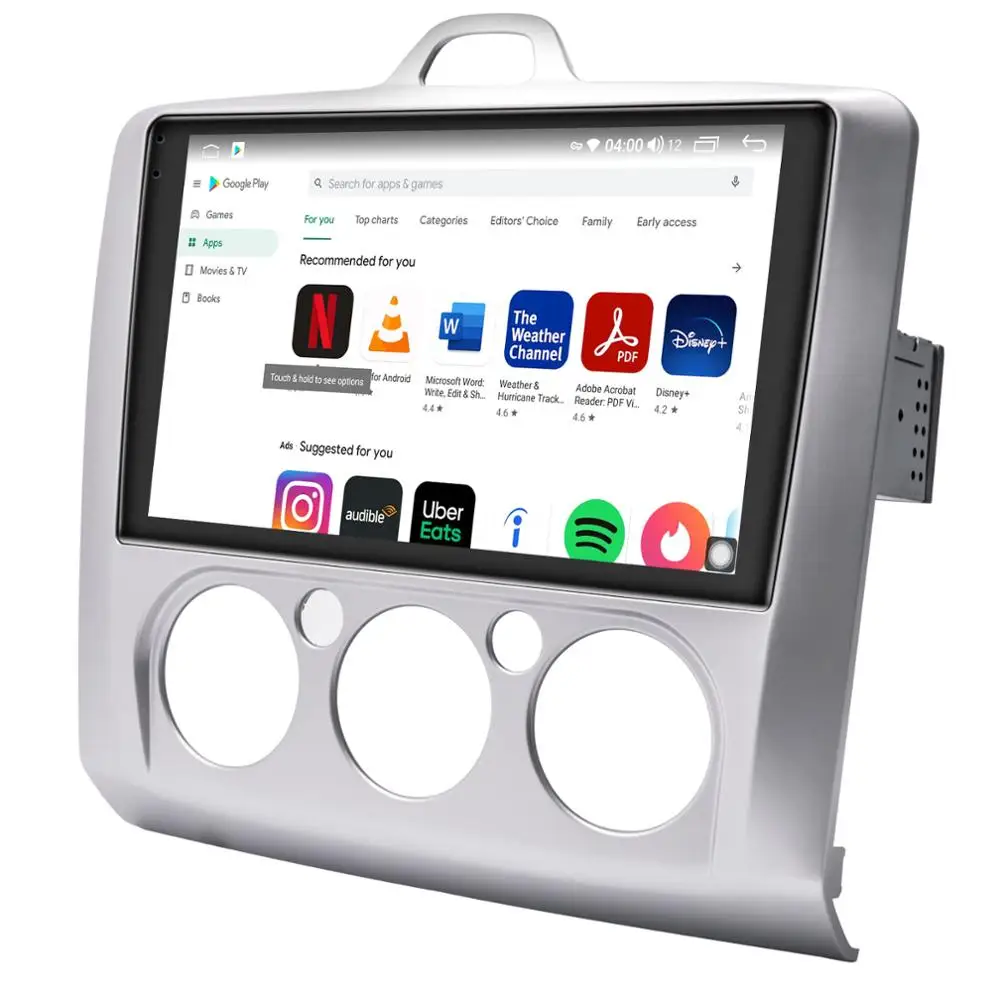 저렴한 차량용 라디오 스테레오 헤드 유닛, 안드로이드 10, 스크린 1 딘 멀티미디어 플레이어 블루투스 무선 카플레이 포드 포커스 2005 2011