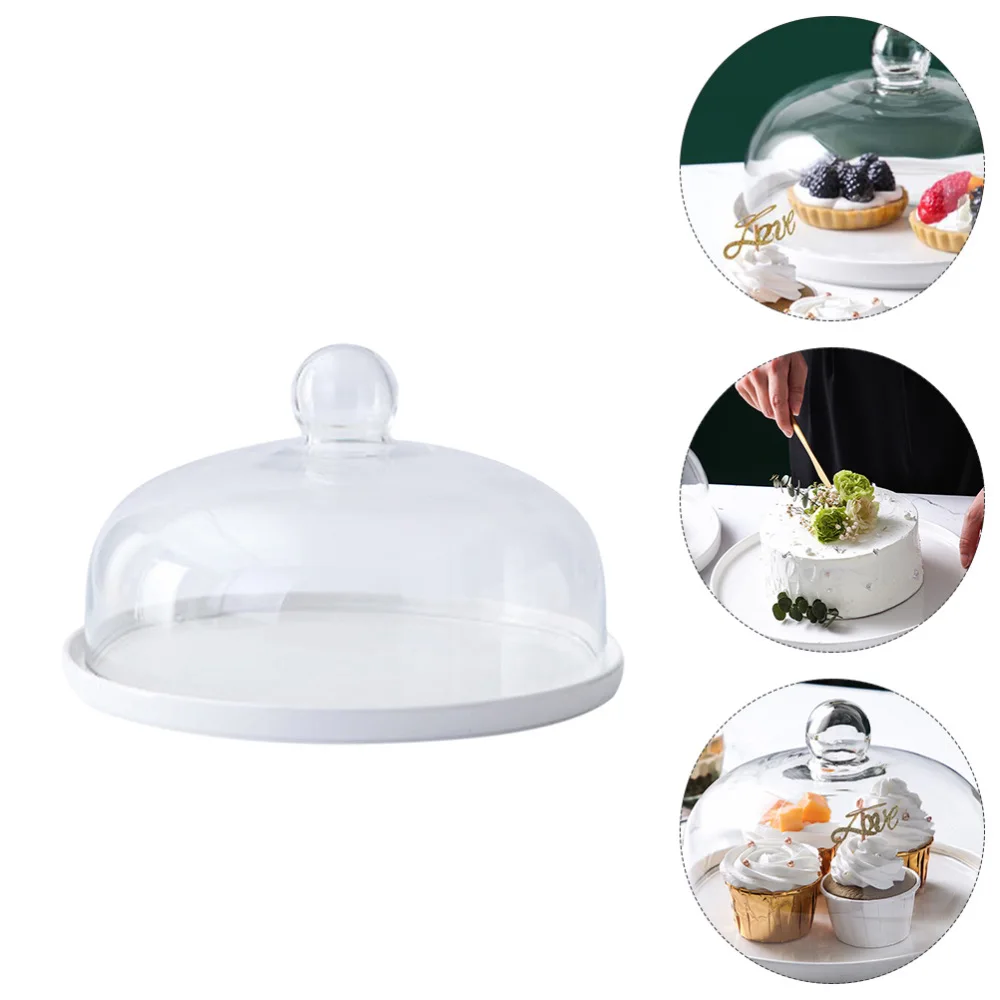 

Creative Glass Cover Cake Tray Food Cake Cover Ceramic Plate
