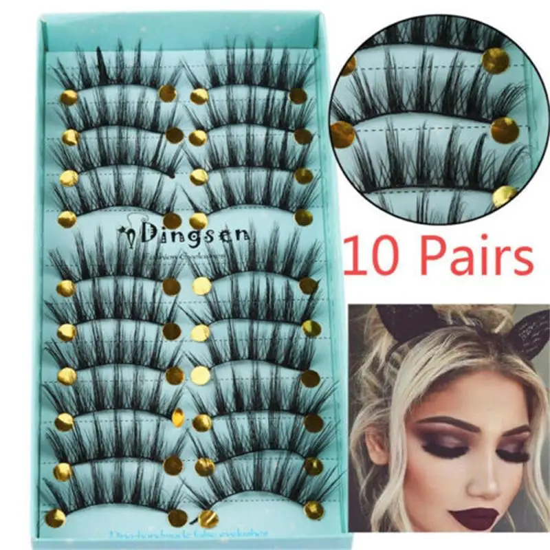 Натуральные длинные накладные ресницы 10 пар искусственные ручной работы для
