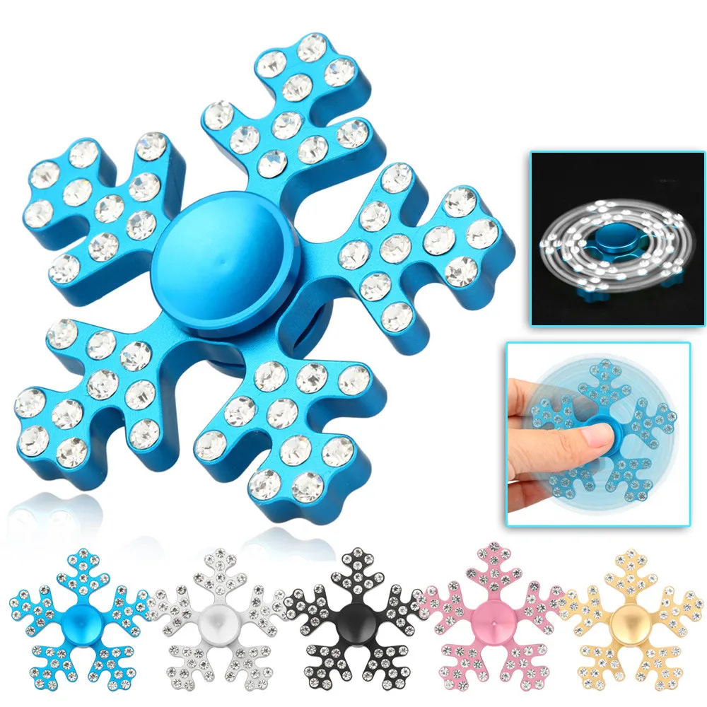 Спиннер антистресс для рук двухсторонний со снежинками из сплава с цветами