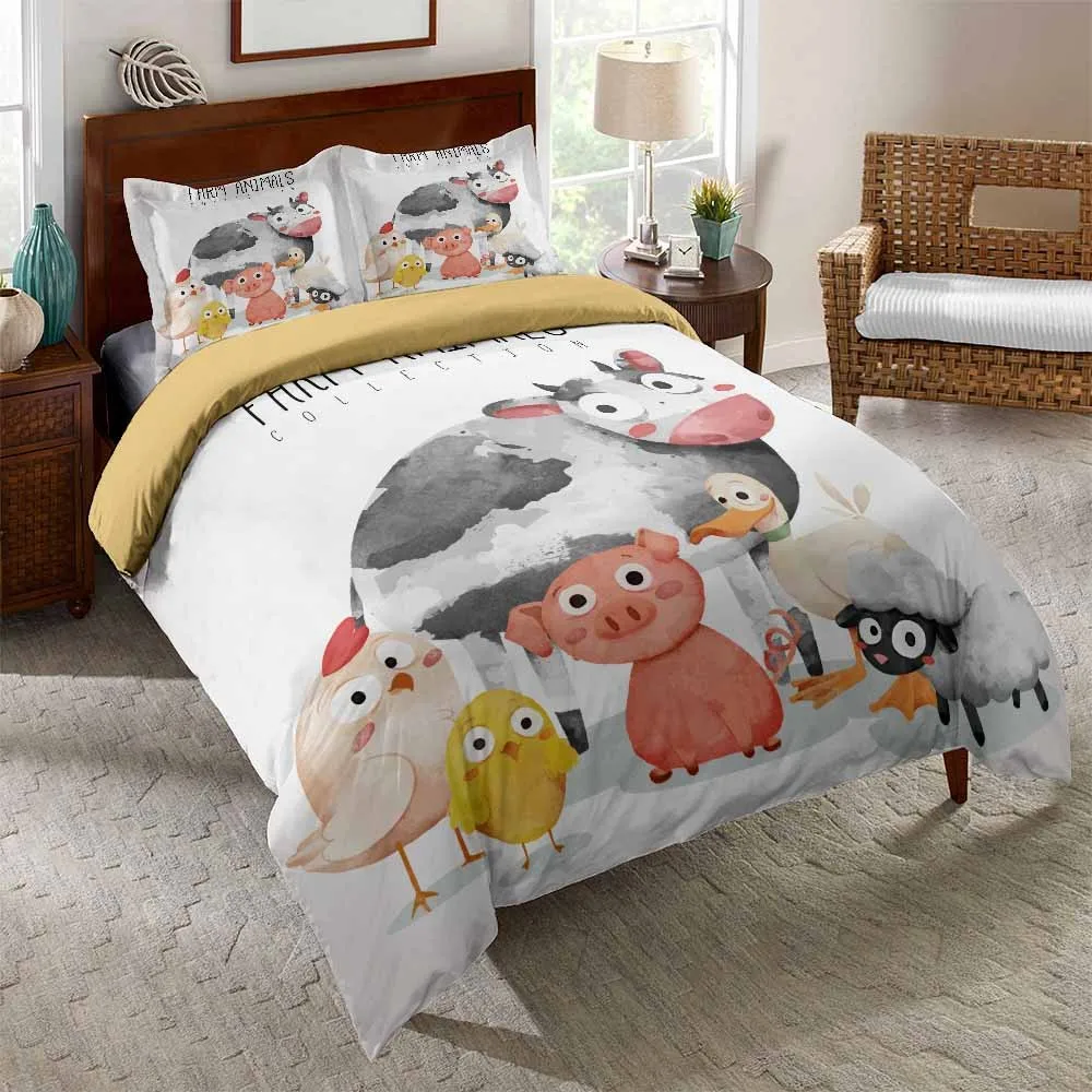 Комплект постельного белья для коровы цыпленка свиньи овцы пододеяльник с 3D