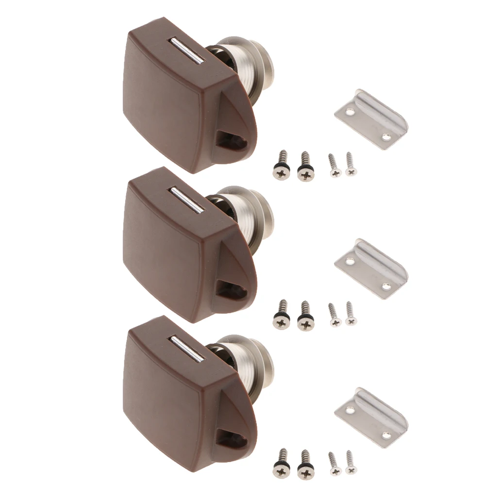 3 Sets Keyless Push Button Latch 304 Stainless Steel for RV Motor Home Camper Caravan Cupboard Lock - Pearl Nickel | Автомобили и