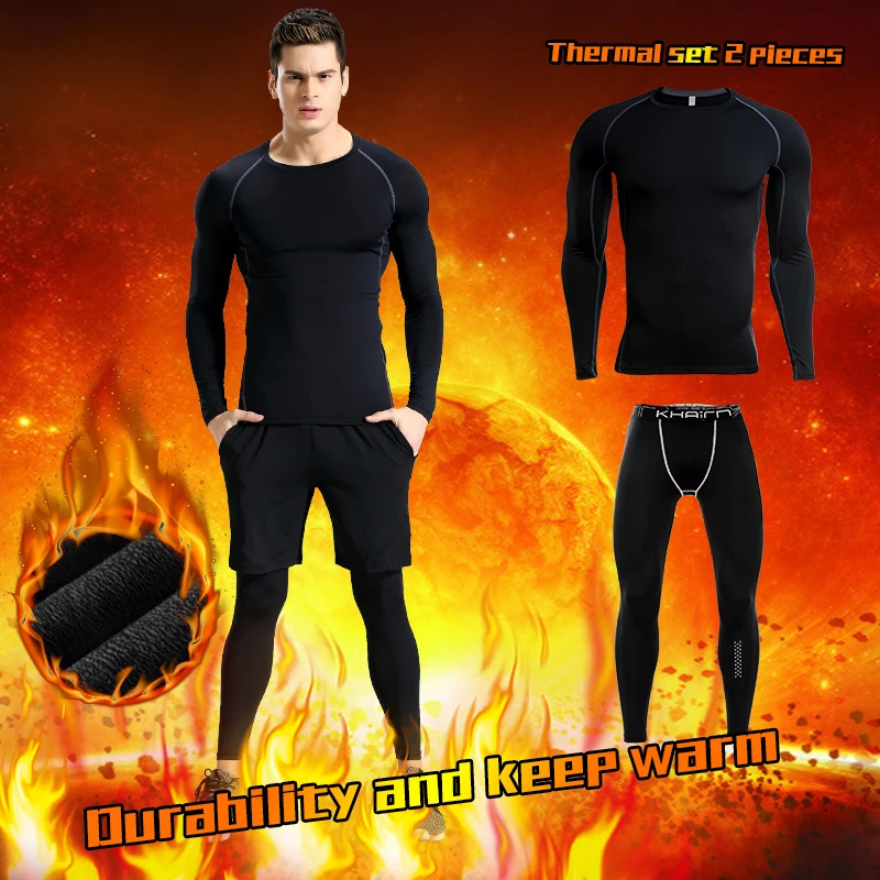 

Winter Skiing Underwear Set Men's Sportswear Running Training Warm Base Layer Compression Tights Jogging Suit Men's Thermal Suit