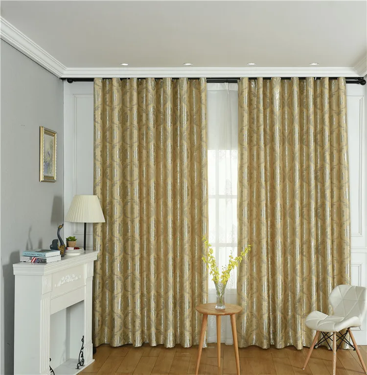 

Full Shade Curtains for Living Room Bedroom Cationic Monochrome Jacquard Curtain Fabric Balcony Curtain European Style