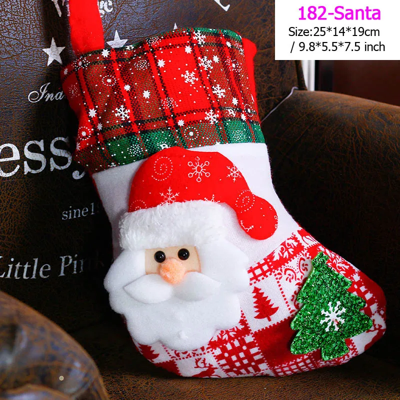 182-Santa Подвеска в виде Санта-Клауса, снеговика, рождественские украшения, новогодние носки, рождественские украшения для дома, Рождественские елочные украшения, Navidad - Цвет: 182-Santa