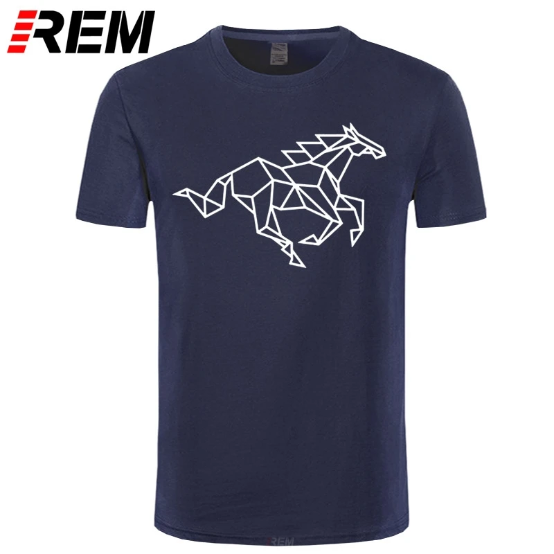 

REM Geometric Horse T-shirt Simple Polygon Gallop Horse Animal T Shirts Top Quality Cotton Short-sleeved Tshirt Short Sleeve
