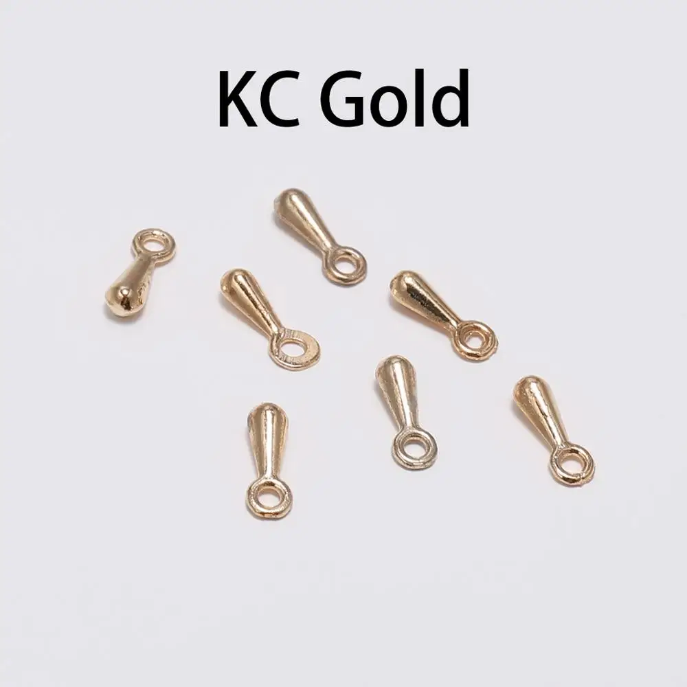 KC Gold 200 шт./лот, 2*7, 3*9 мм, золото/серебро, медь, капли воды, бусины для DIY, удлиняющая цепь, подвеска, ювелирные изделия, фурнитура, аксессуары - Цвет: KC Gold