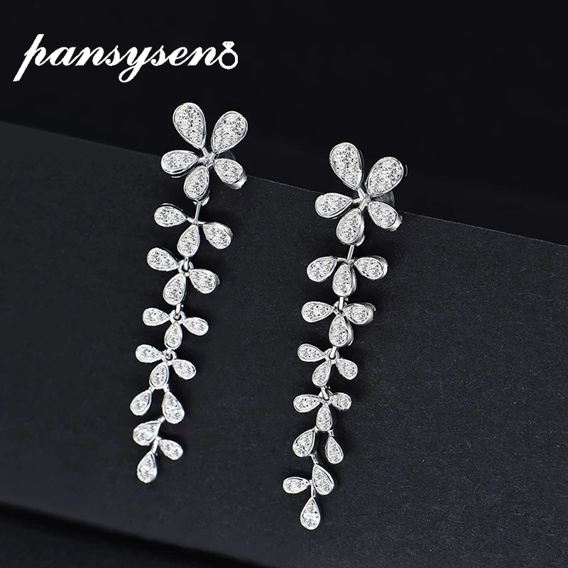 

PANSYSEN Charm Created Moissanite Diamond Wedding Drop Earrings 100% 925 Sterling Silver Dangle Earrings Wholesale Fine Jewelry