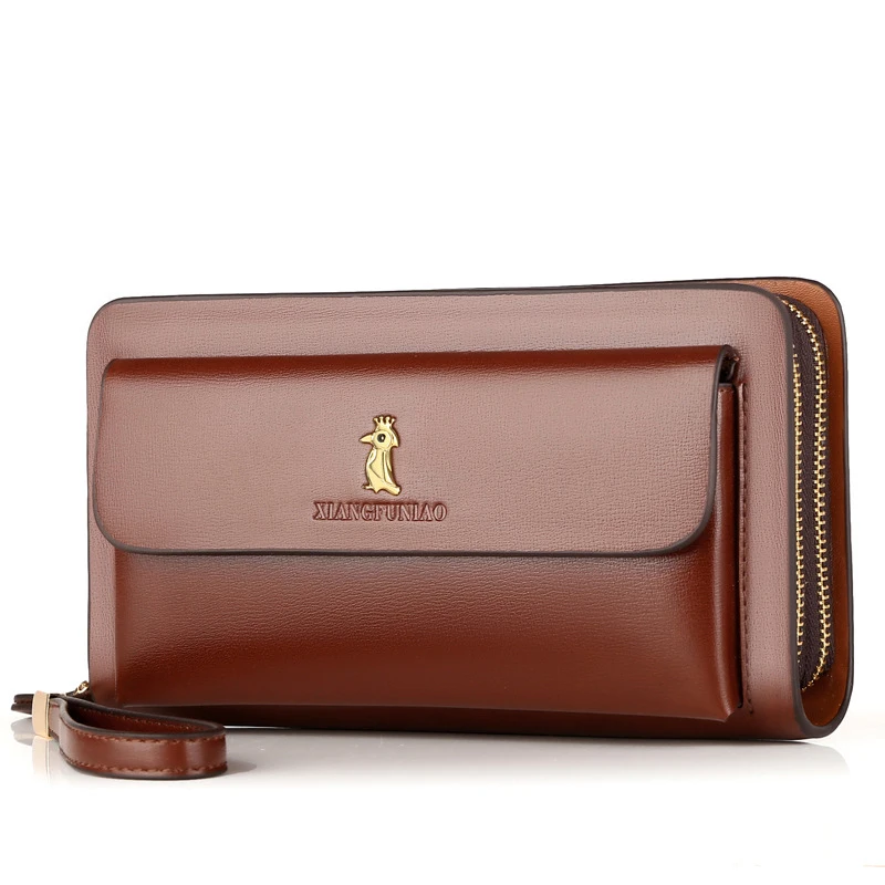 

Large Capacity Men's Wallet Clutch Bag High Quality Men Wallet Purse Double Zipper Handbag Long Wallet Card Holder PU Bag Male