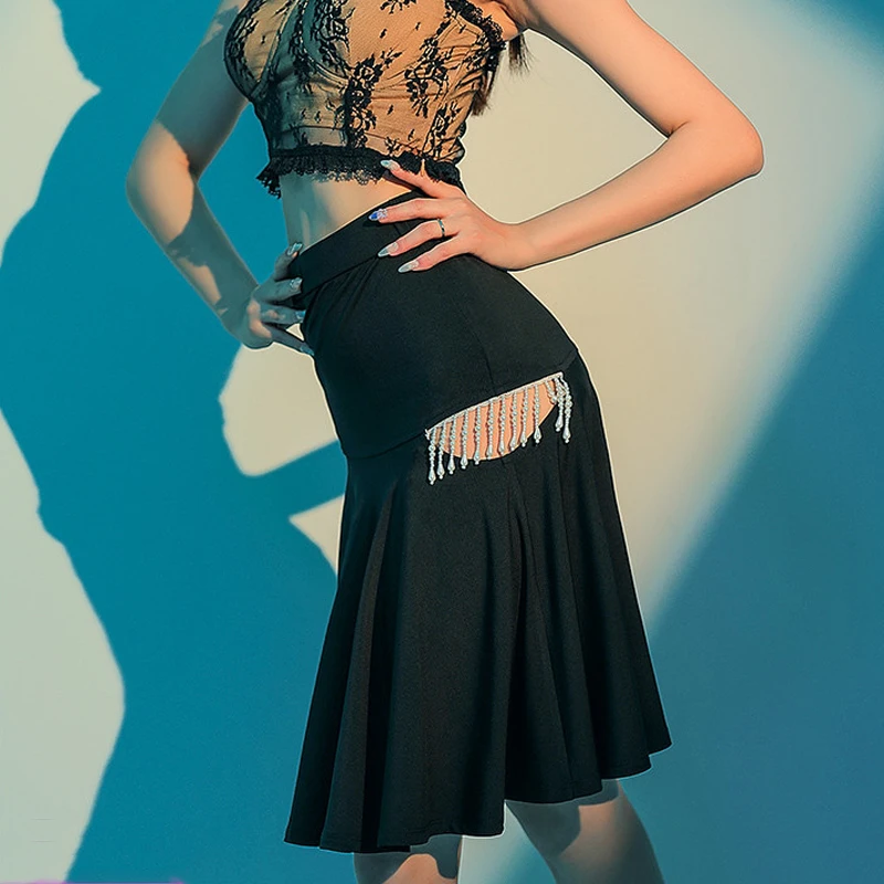 

Костюмы для выступлений для латиноамериканских танцев, женская сексуальная юбка для латиноамериканских тренировок, профессиональная Румб...