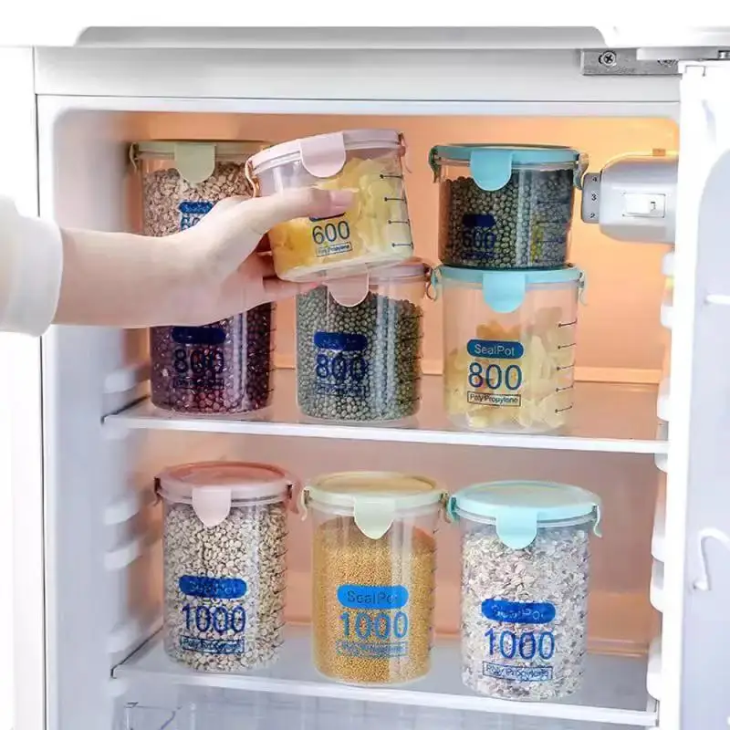 

Refrigerator Plastic Airtight Tank Milk Powder Food Storage Tank Kitchen Grain Storage Box Transparent Buckle Storage Tank