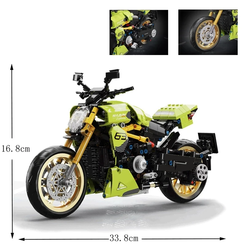 

High-tech series MOC Motorcycl Building Blocks Assembly Bricks Speed Champion Motorbike Toys For Kid Birthday Gift 1018+pcs