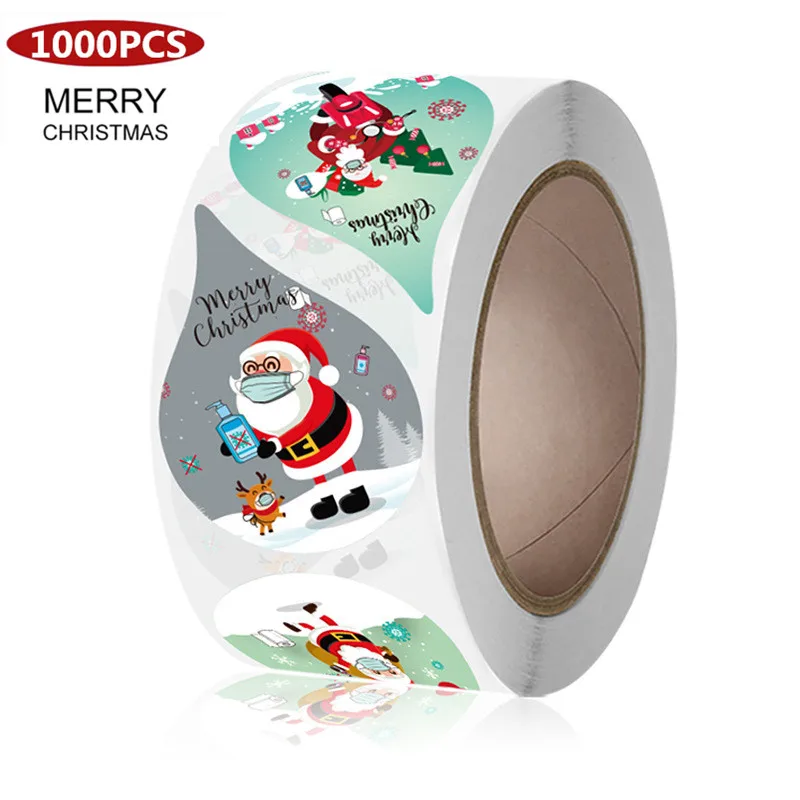 6 стилей милые наклейки с водяными капельками и Рождеством 1000 шт. Санта Клаус