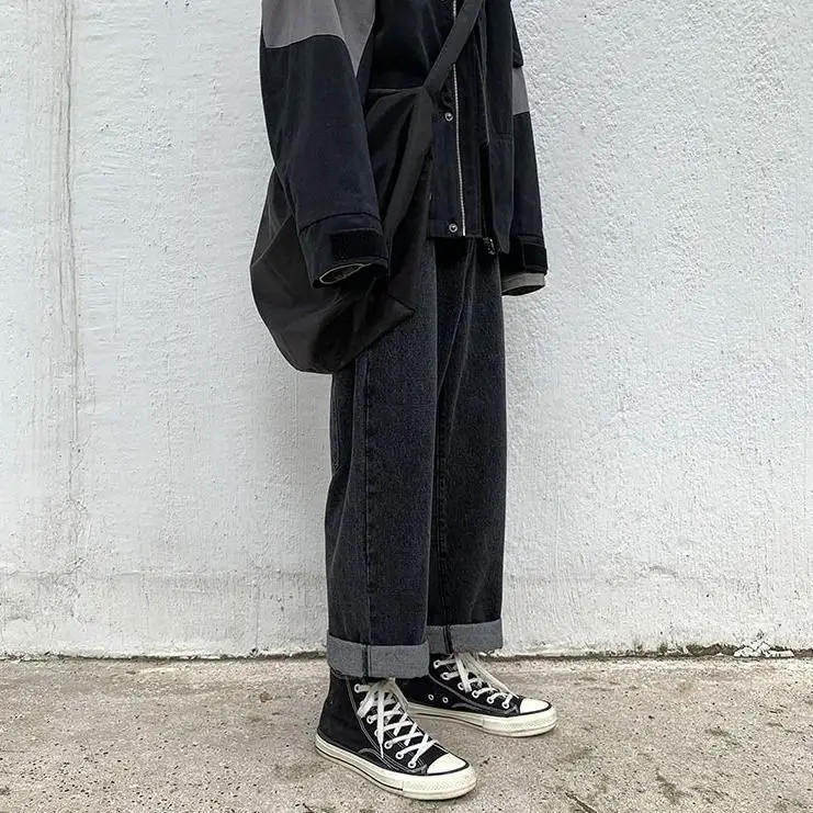 

Chinese Print Pants Women Streetwear Straight Jean Female Summer Cotton Cargo Pants Streetwear Loose Harajuku Oversized Jeans