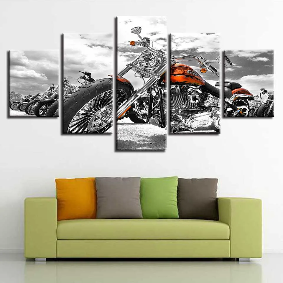 

Diamond Embroidery Cross stitch 5 Pieces Motorcycle Black And White Painting 5D Diy Diamond Painting Home Decor Holiday gift