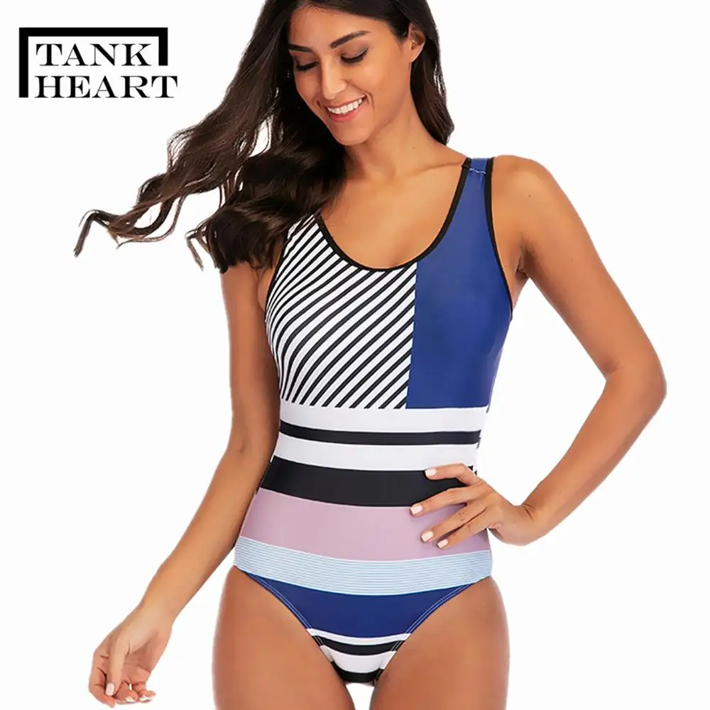 Женский купальник в винтажном стиле с сердечками большие размеры монокини пуш ап