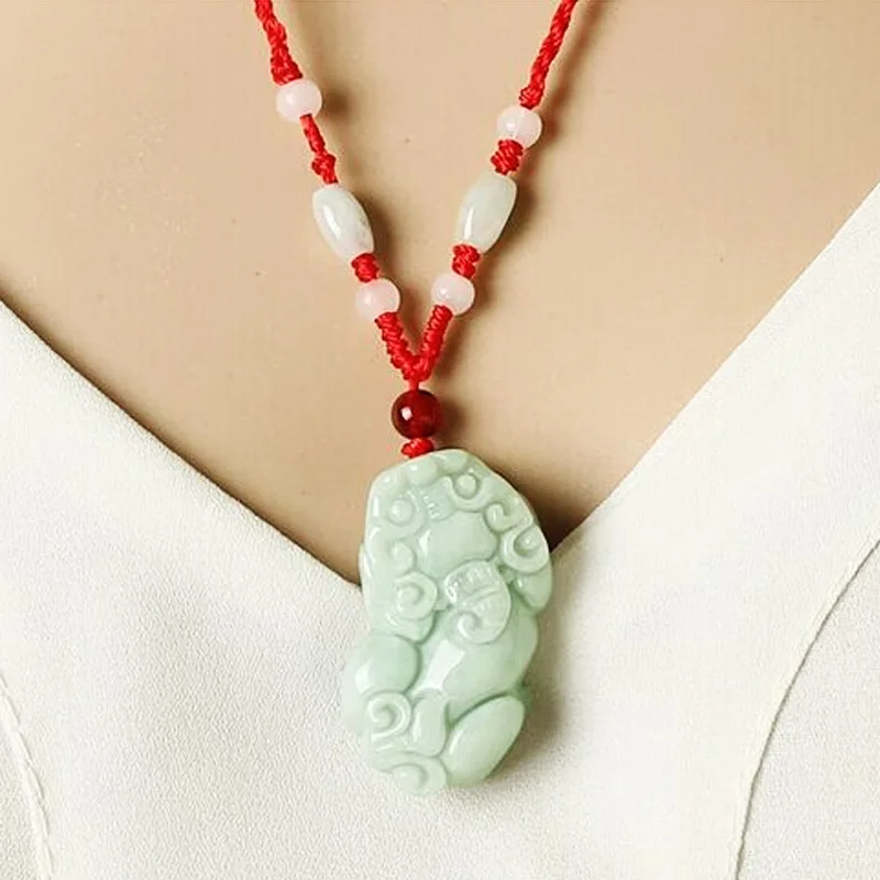 

Genuine Natural Jade Jadeite Lucky Pixiu Pendant Necklace Men Women Burma Jadeite Pi Xiu Fashion Charms Jewellery Amulet Gifts