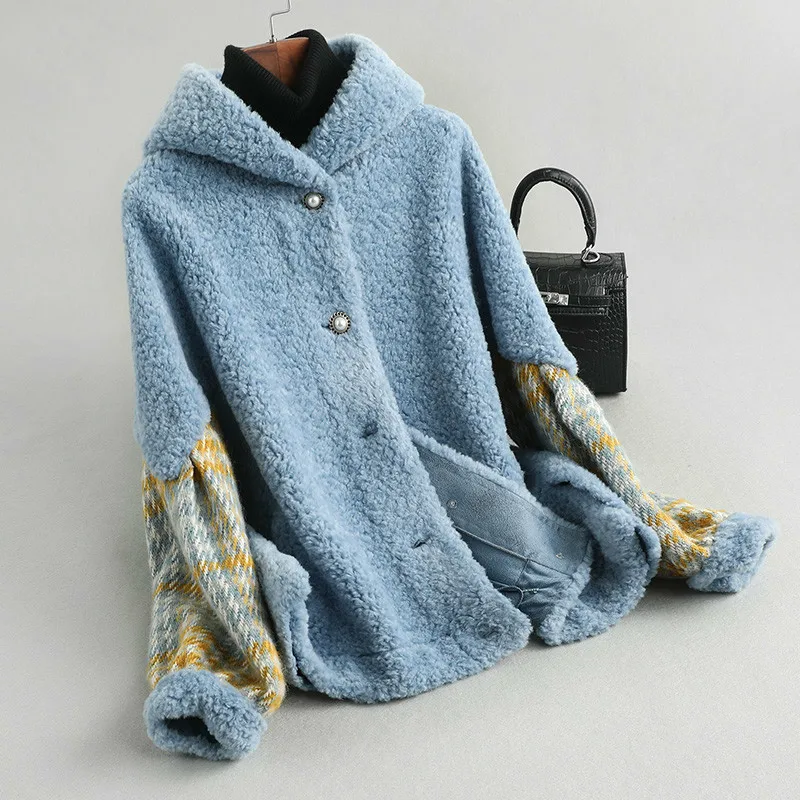 Пальто с натуральным мехом уличная шерстяная куртка Корейская винтажная осенне