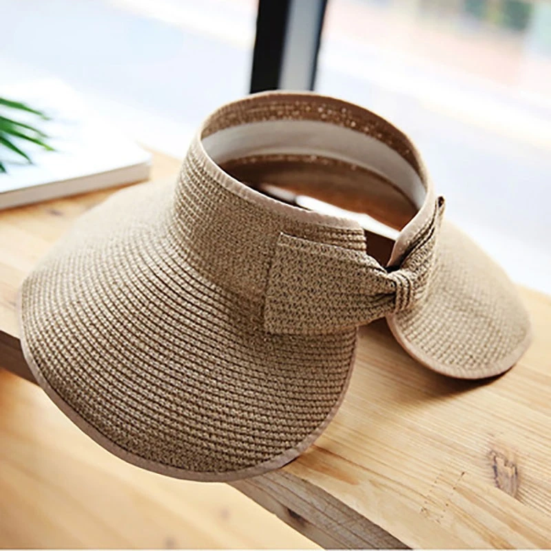 

New Women Summer Visors Hat Foldable elegant Sun Hat Wide Large Brim Beach Hats Straw cap chapeau femme Beach UV Protection Cap