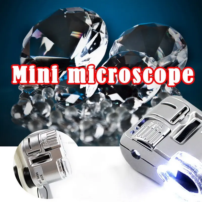 60X ручной увеличительное стекло мини Карманный микроскоп Лупа детектор валюты
