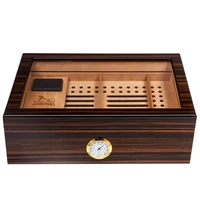 lubinski cedar wood glass display cigar humidor case cigarette box wlock wood pallet hygrometer humidifier fit cohiba cigars