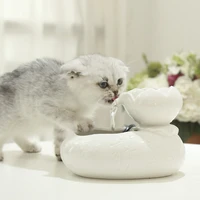 automatic pet cat dog water bowl fountain ceramic lotus shape drinking dispenser feeder drink filter feeding bowl accessories