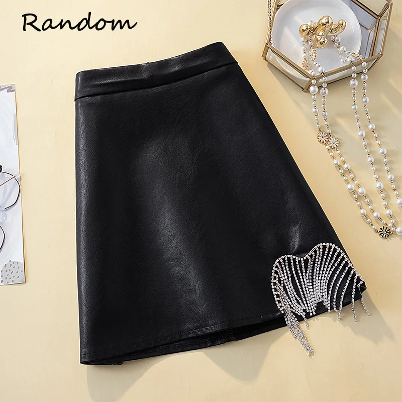 Женская Кожаная Мини-юбка с высокой талией черная короткая юбка из искусственной