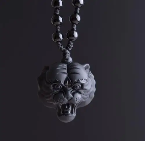 

natural obsidian pendants tiger head