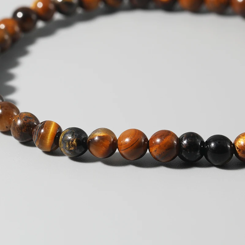 4 мм Мини желтый тигровый глаз эластичный веревочный браслет из бисера для мужчин