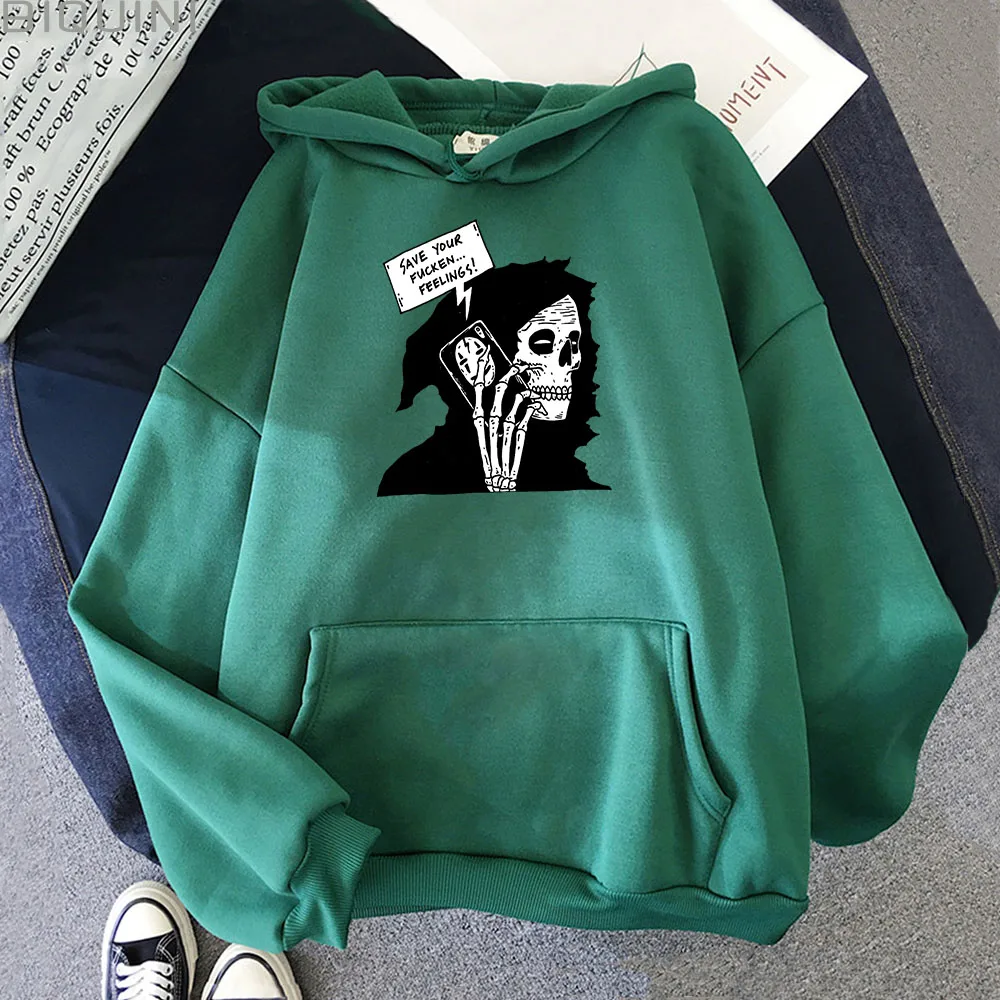 

Hoodie Women Loose Skull Print 2021 Spring Clothes Colors12 Harajuku Halloween Skeleton Punk Graphic Pullover Sweatshirt Vintage