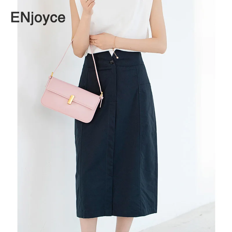 

Women Vintage Beige High Waist Skirt Spring Summer Elegant Slim Straight Long Skirts Korean Style Office Ladies A-Line Skirt